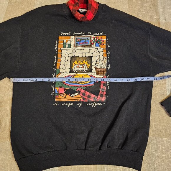 Vintage CottageCore Turtleneck Cozy Print Graphic Sweatshirt - Picture 7 of 10